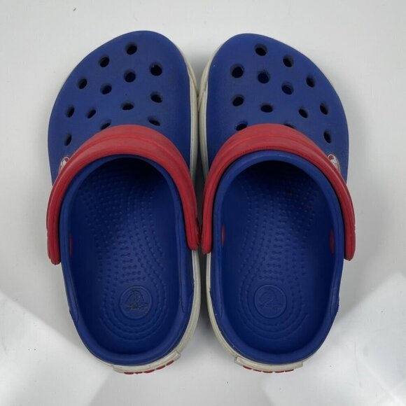 Crocs Kids Crocband II Clogs, Children's Size 7/8 Blue and Red - Picture 2 of 9